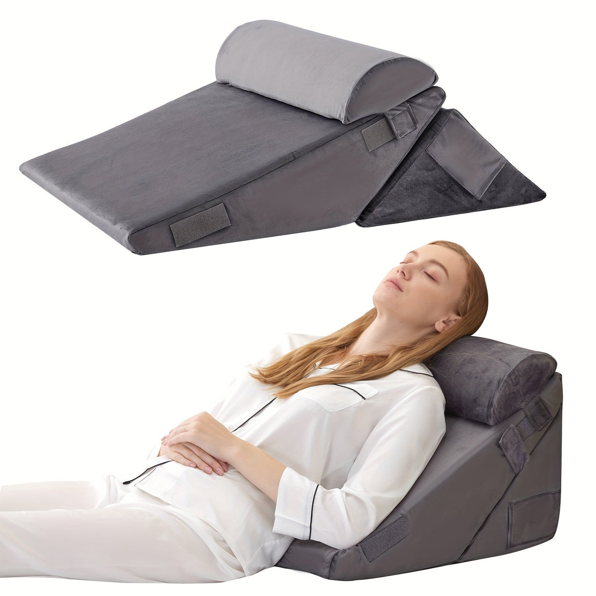 Contoured Ergonomic Memory Foam Adjustable Bed Wedge Pillow