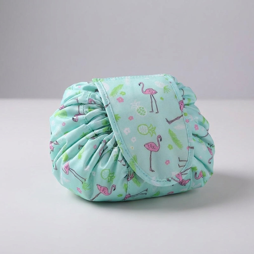 Roll-Out Foldable Water-Repellent Drawstring Travel Toiletry Bag