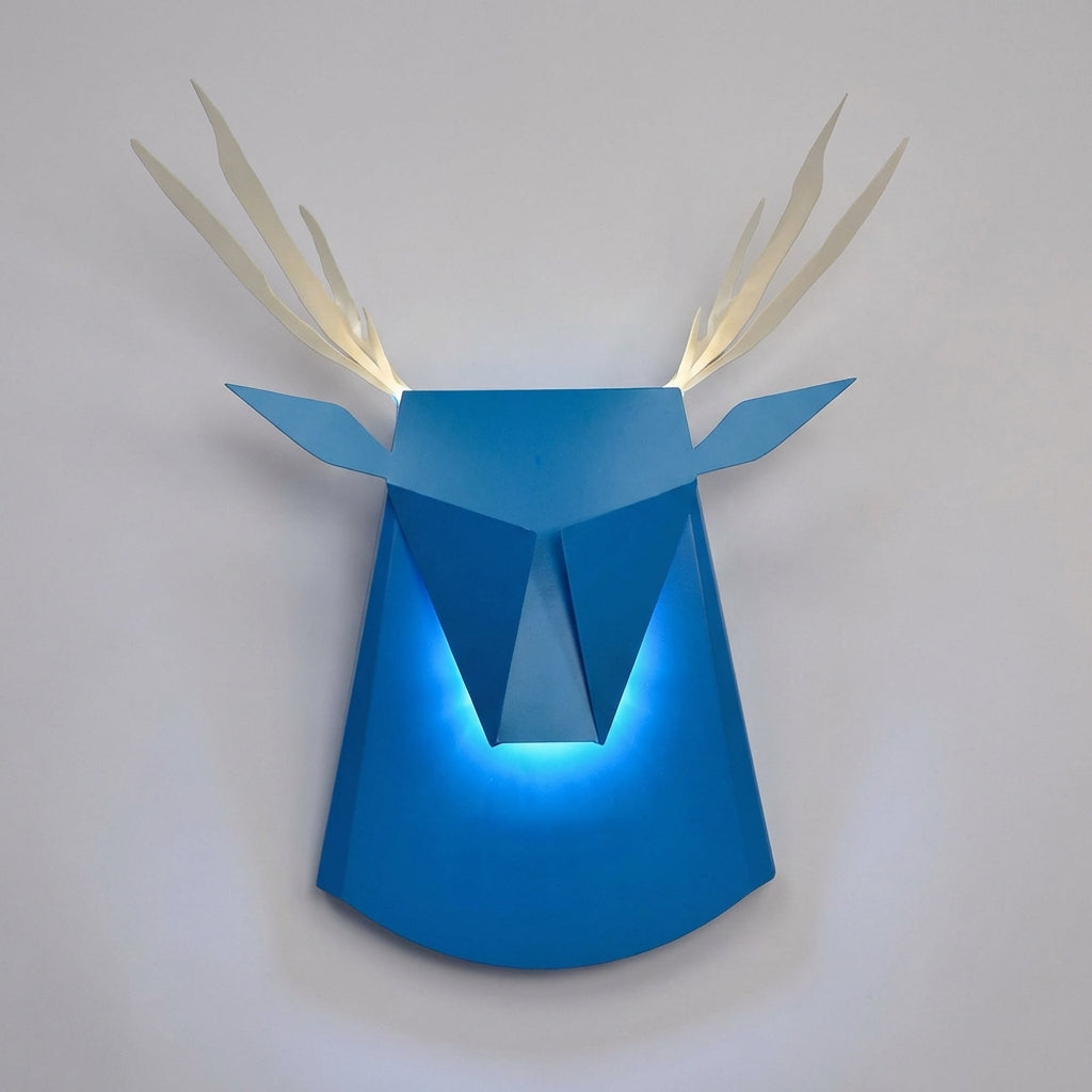 Rustic Sculptural Deer Head Silhouette Ambient Wall Light
