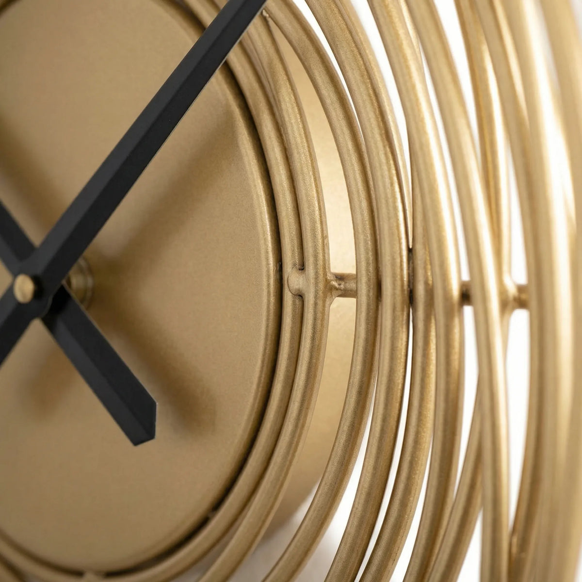 Sculptural Concentric Spiral Open Frame Metallic Round Wall Clock