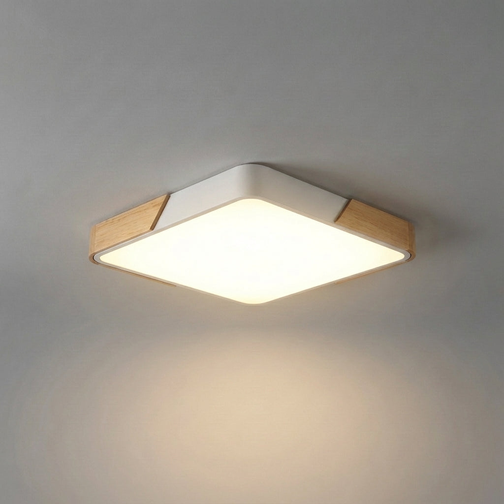 Minimalist Acrylic Diffuser Wood Metal Dimmable Ceiling Light