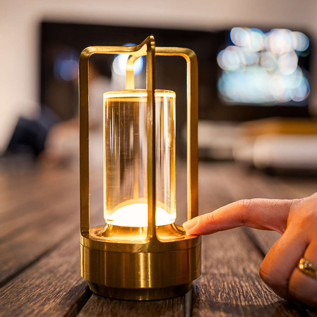 Crystal Cylinder Cordless Rechargeable Touch Dimmer Table Lamp