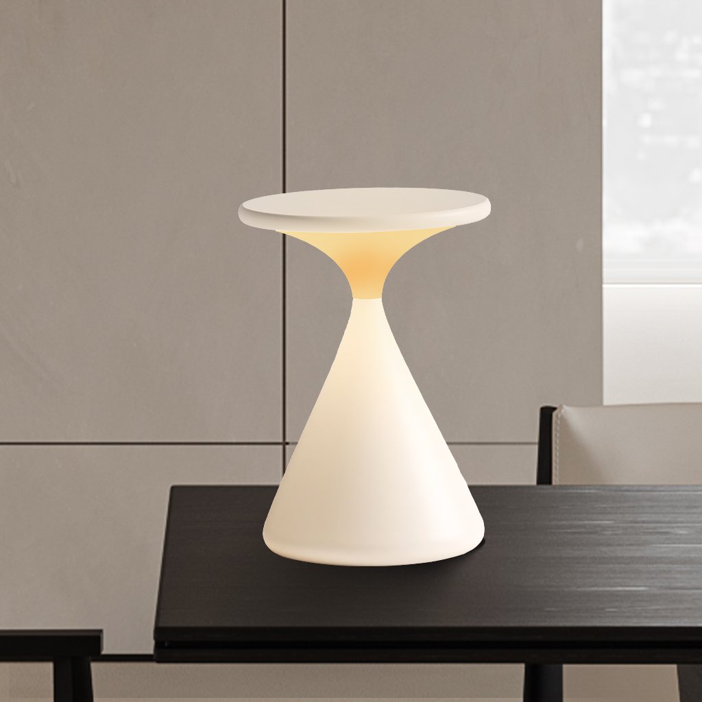 Sculptural Hourglass Silhouette Cordless Rechargeable Ambient Table Lamp