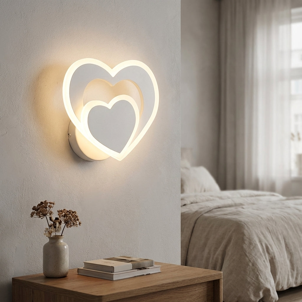 Heart-Shaped Iron Frame Acrylic Cover Wall Light