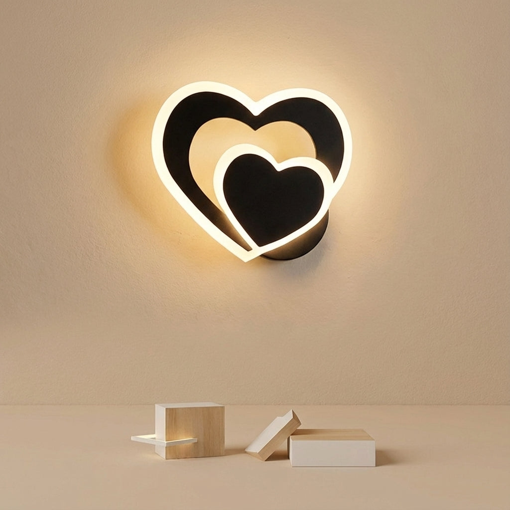 Heart-Shaped Iron Frame Acrylic Cover Wall Light