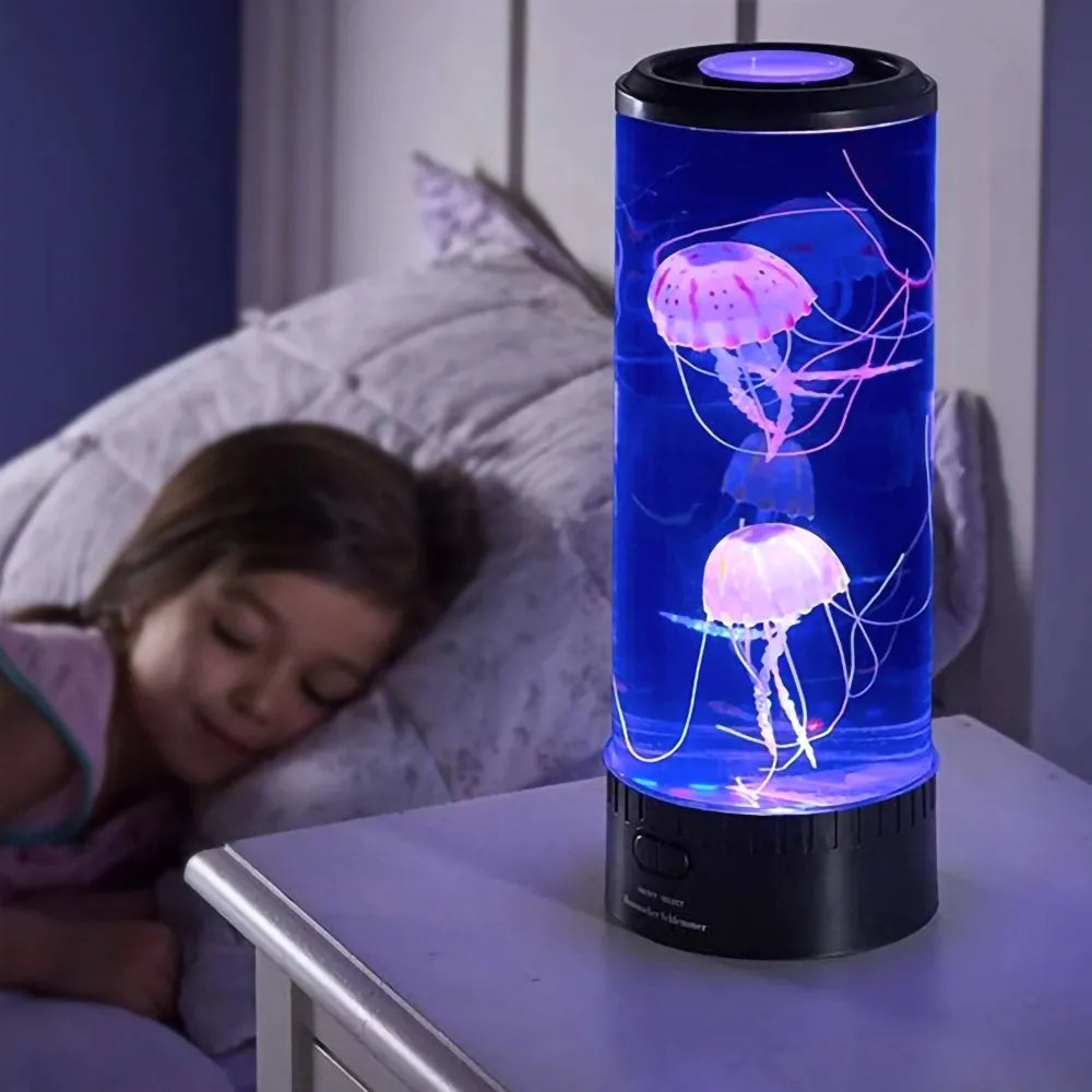 Color Changing Jellyfish Ocean Cylinder Decor Table Lamp
