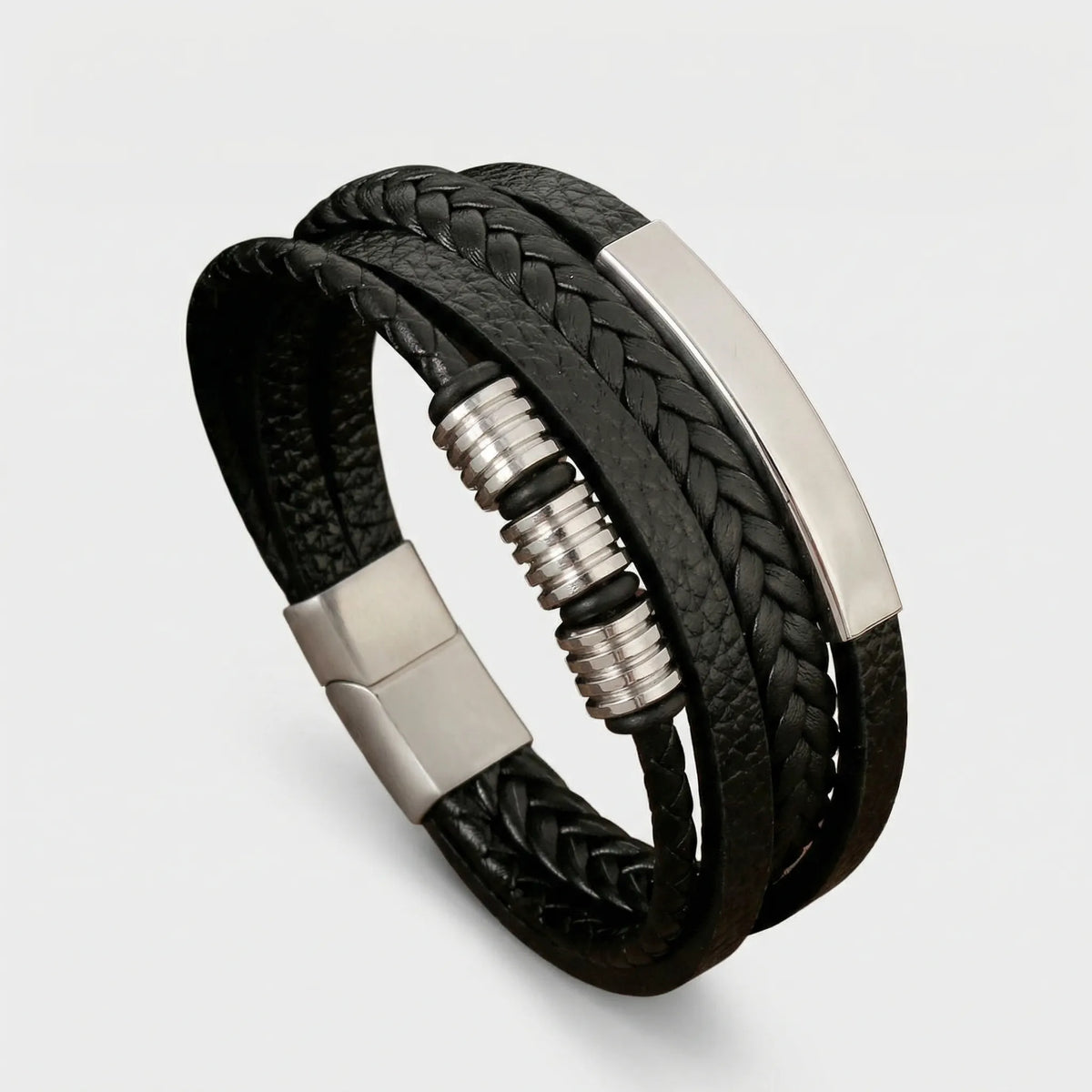 Multi-Layer Braided Vintage Gold Accent Magnetic Clasp Bracelet