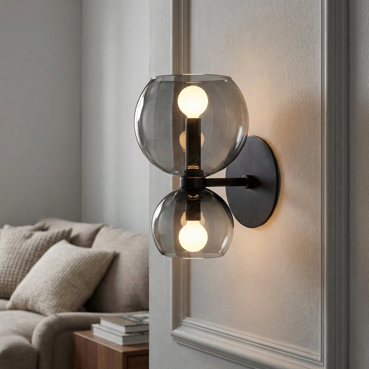 Minimalist Dual Glow Globe Metal Wall Light