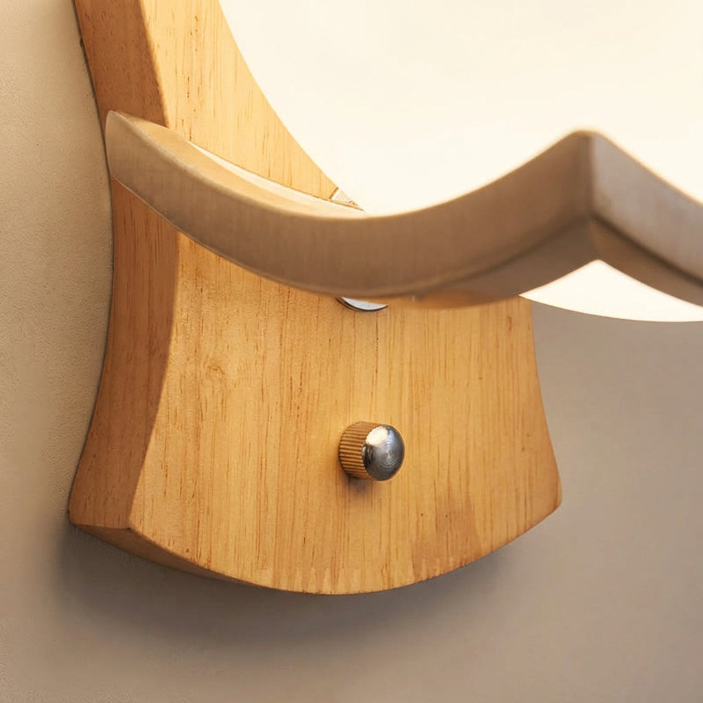 Minimalist Spherical Globe Wood Metal Wall Light