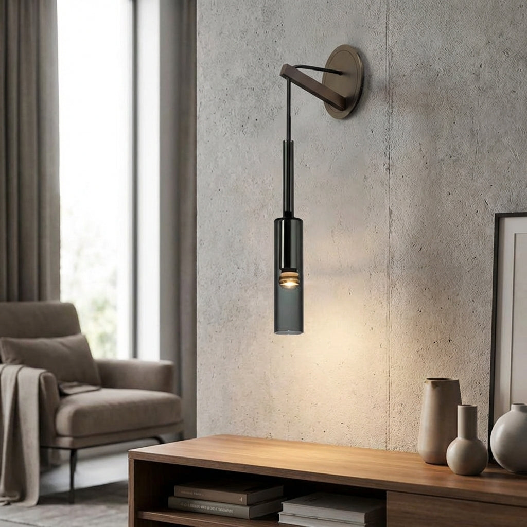 Minimalist Smoked Glass Slim Profile Scandinavian Wall Light