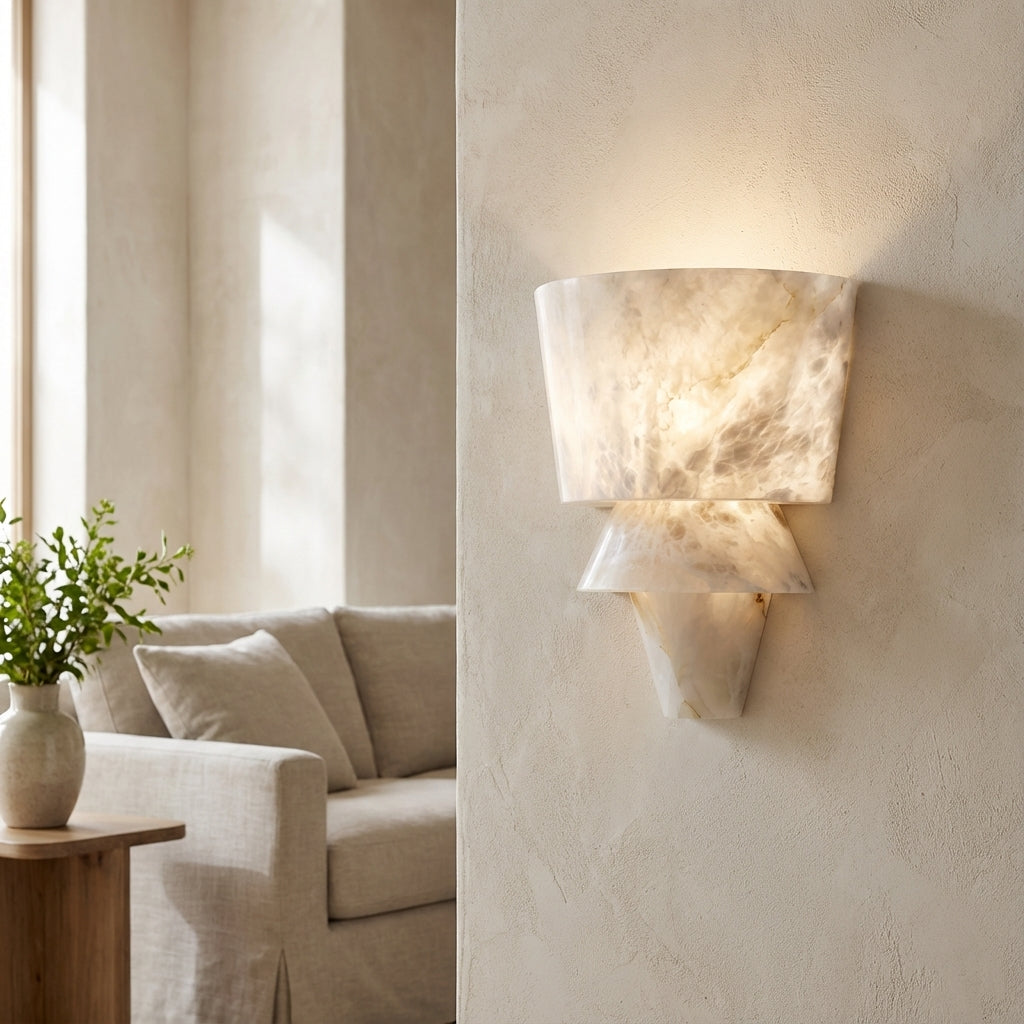 Sculptural Natural Stone Grain Minimalist Indirect Wall Light