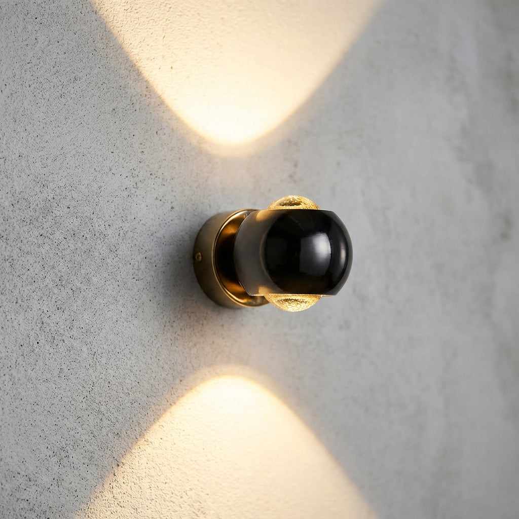 Sculptural Dual Glass Rotating Compact Metal Wall Light