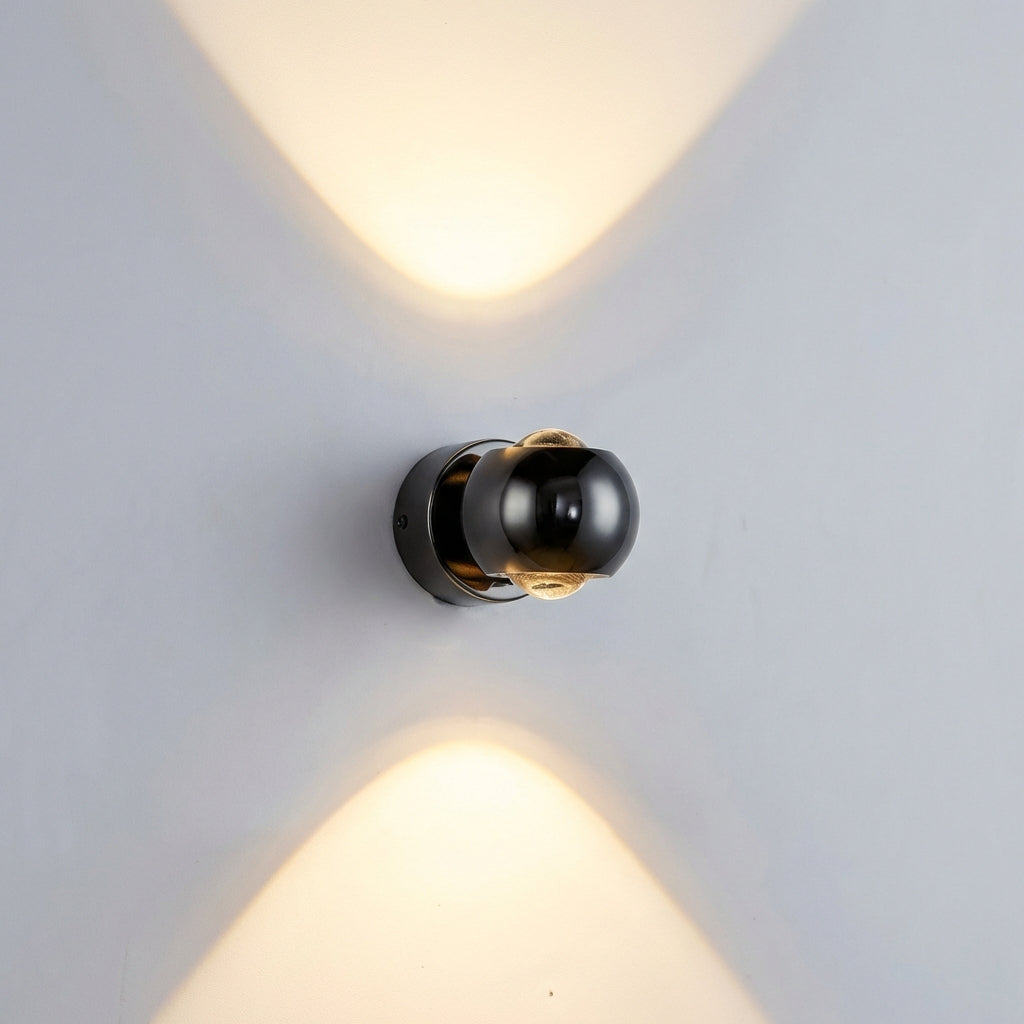Sculptural Dual Glass Rotating Compact Metal Wall Light