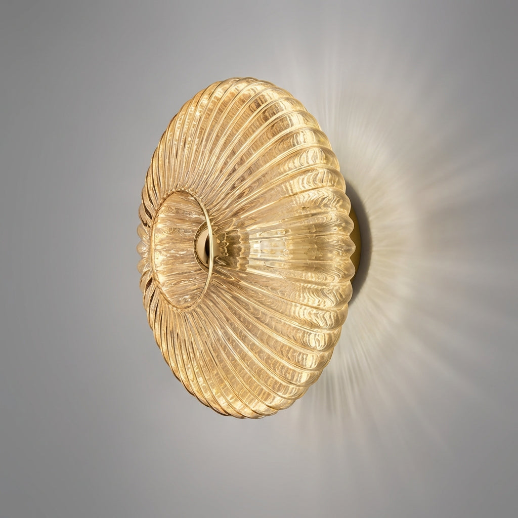 Rippled Textured Glass Sculptural Minimalist Wall Light