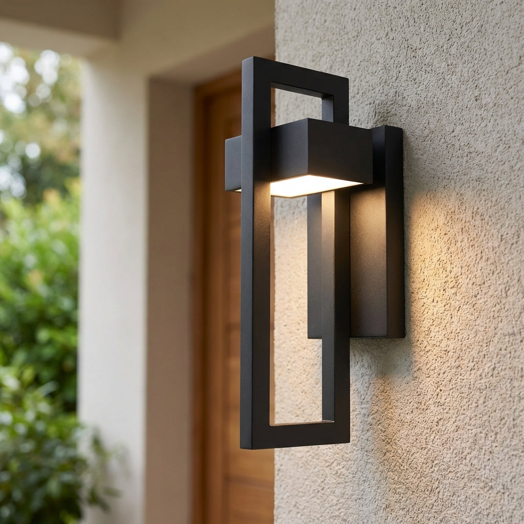 Sculpted Weatherproof Aluminum Geometric Entryway Outdoor Wall Light
