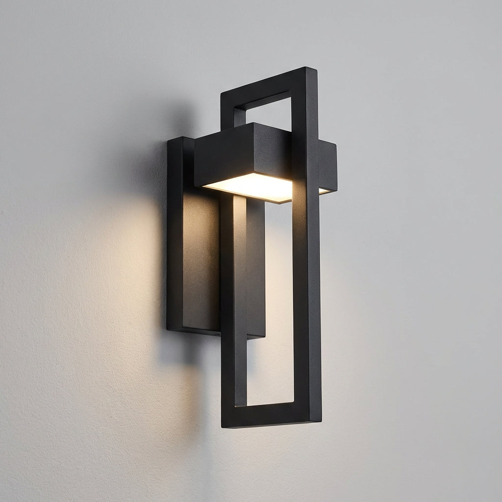 Sculpted Weatherproof Aluminum Geometric Entryway Outdoor Wall Light
