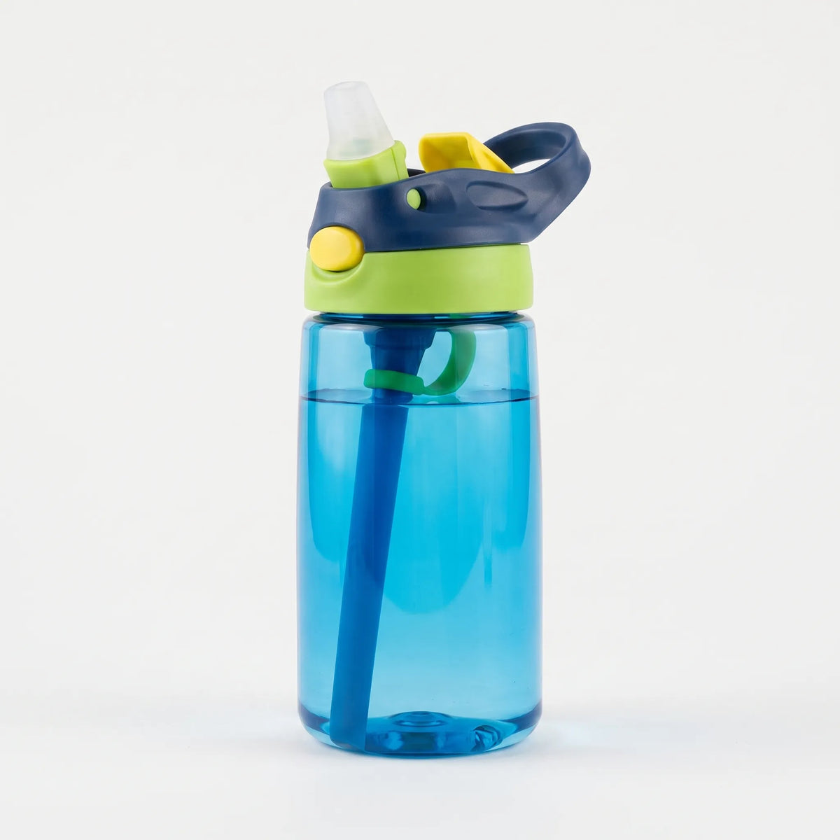 Push-Button Flip Lid Straw Kids Water Bottle