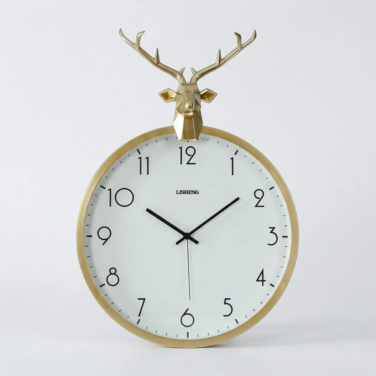 Sculptural Deer Accent Round Silent Sweep Wall Clock