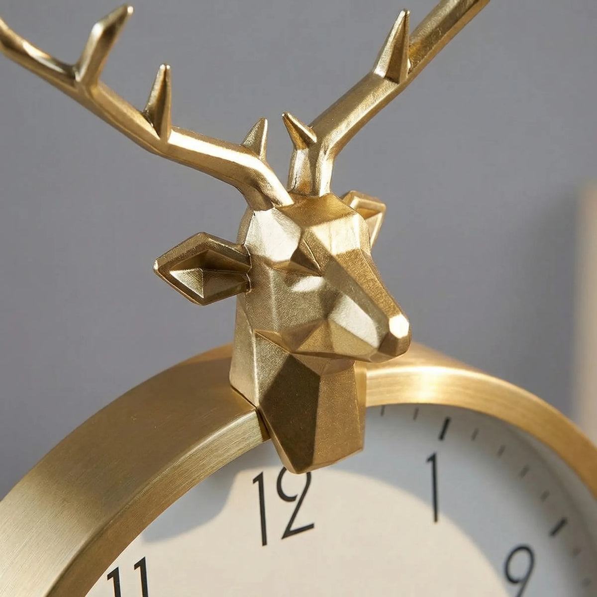Sculptural Deer Accent Round Silent Sweep Wall Clock
