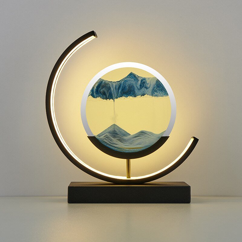 Rotating Sand Art Sculpture Table Lamp With Ambient Illumination