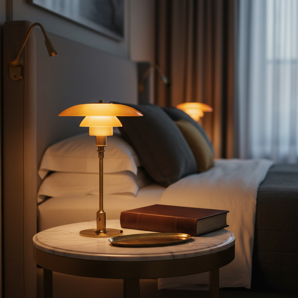 Scandinavian Transparent Glass Metal Base Bedside Table Lamp
