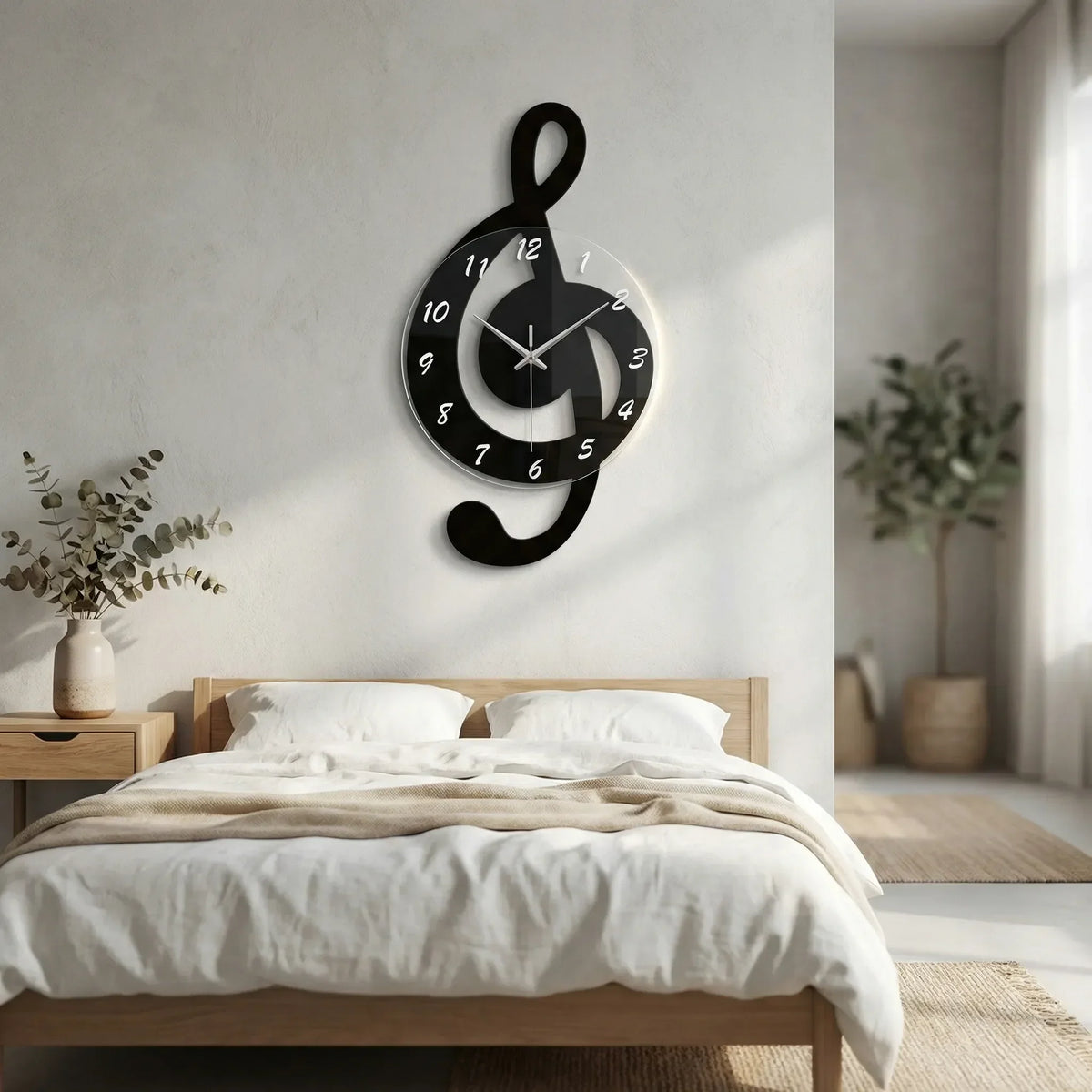 Musical Treble Clef Silhouette Analog Wall Clock