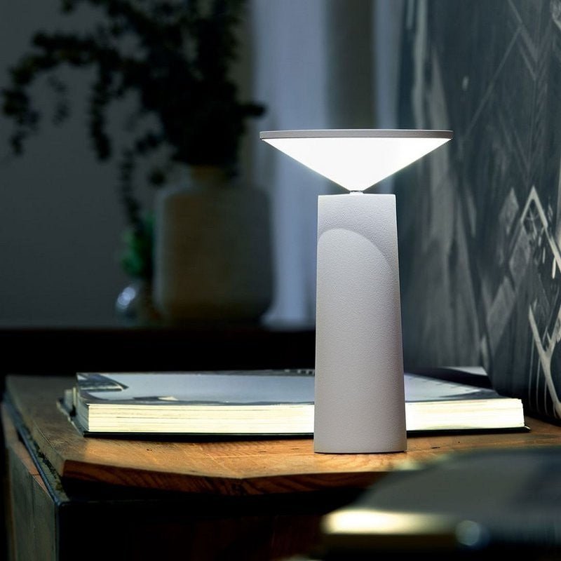 Sculptural Cone Silhouette Rechargeable Cordless Dimmable Table Lamp
