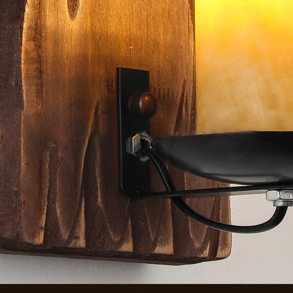 Rustic Handcrafted Natural Wood Grain Vintage Candlelike Wall Light