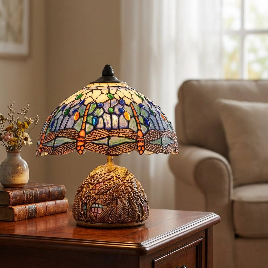Vintage Sculptural Dragonfly Motif Compact Resin Table Lamp