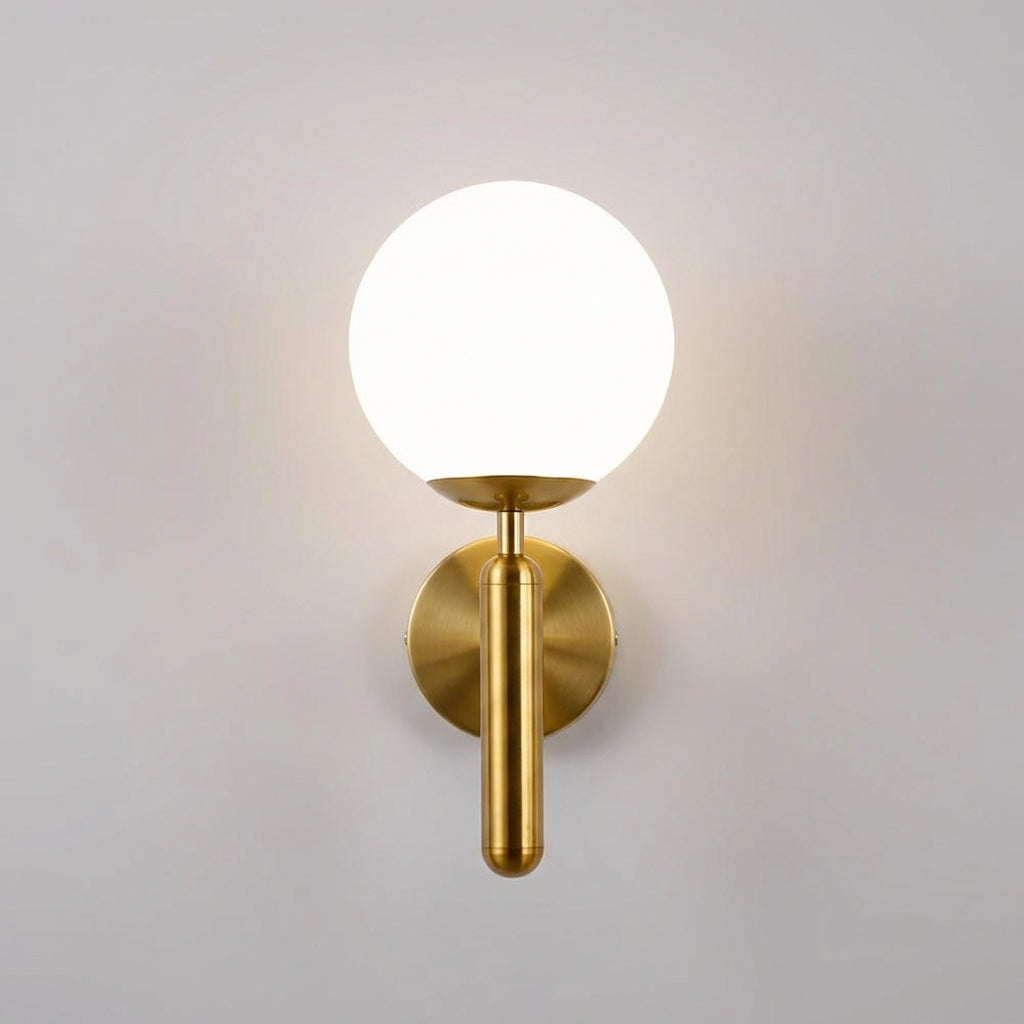 Slim Copper Stem Handmade Rippled Glass Wall Light