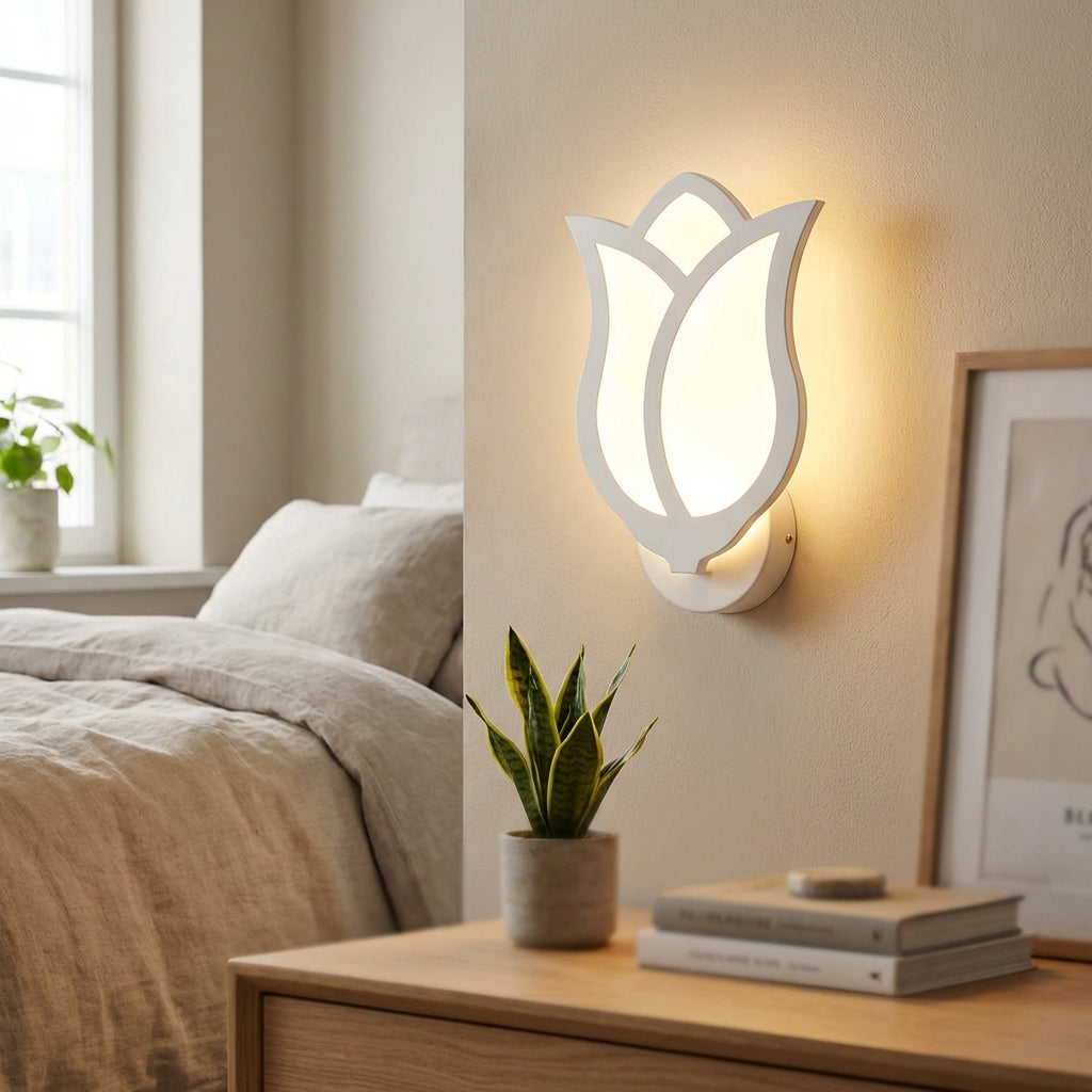 Sculpted Rose Petal Aluminum Acrylic Wall Light