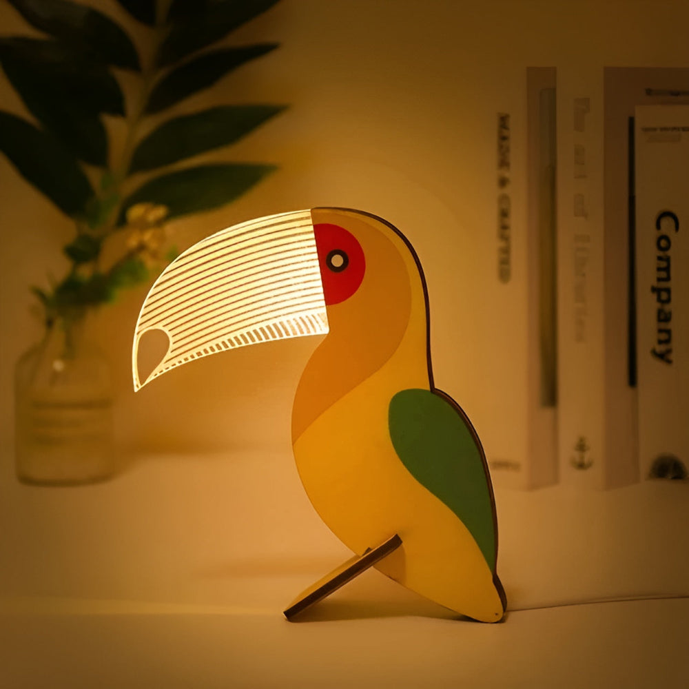 Wooden Animal Silhouette Night Light Table Lamp For Kids Room