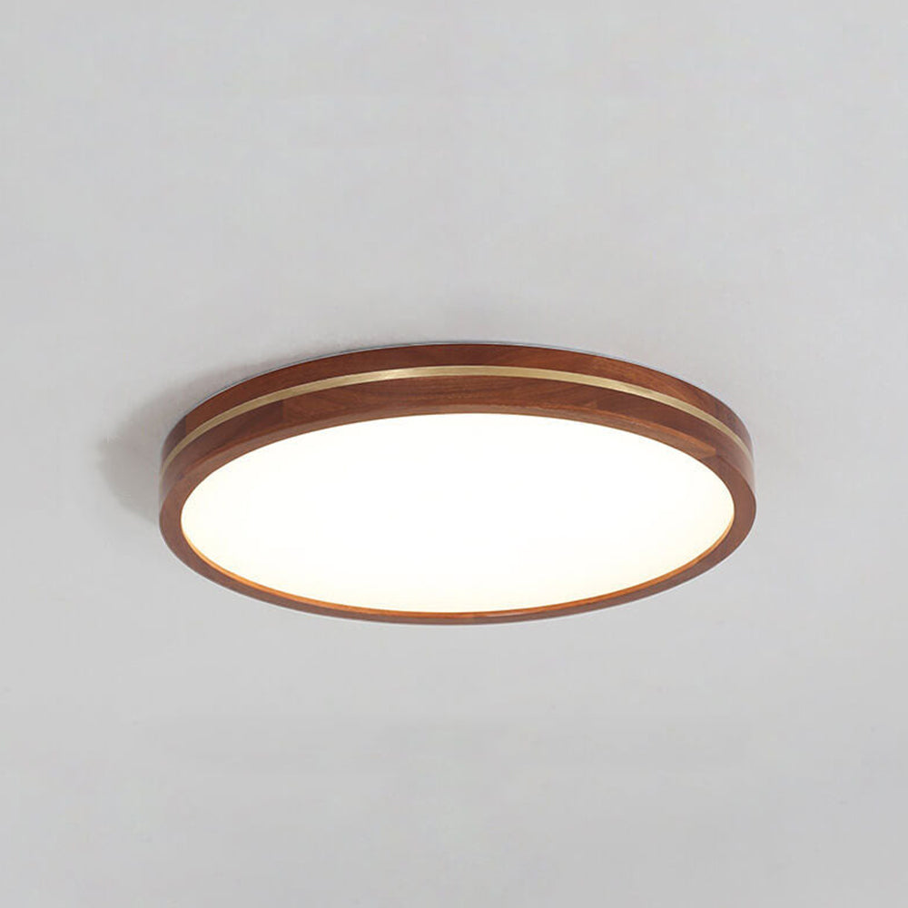 Circular Wood Surround Dimmable Flush Mount Ceiling Light