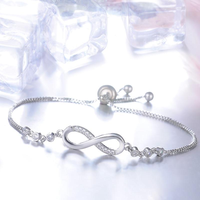 Adjustable Infinity Symbol Silver Chain Bracelet
