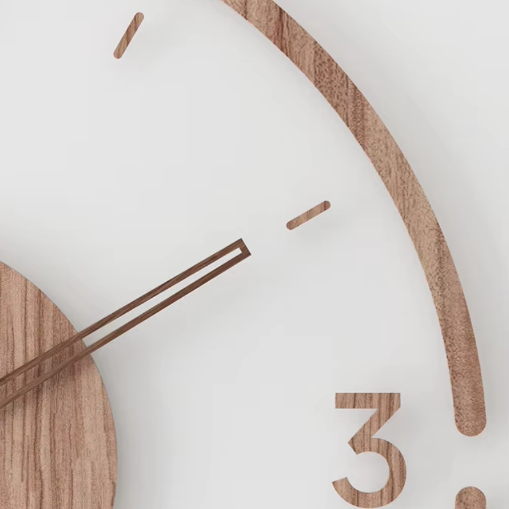 Minimalist Natural Wood Analog Silent Quartz Wall Clock