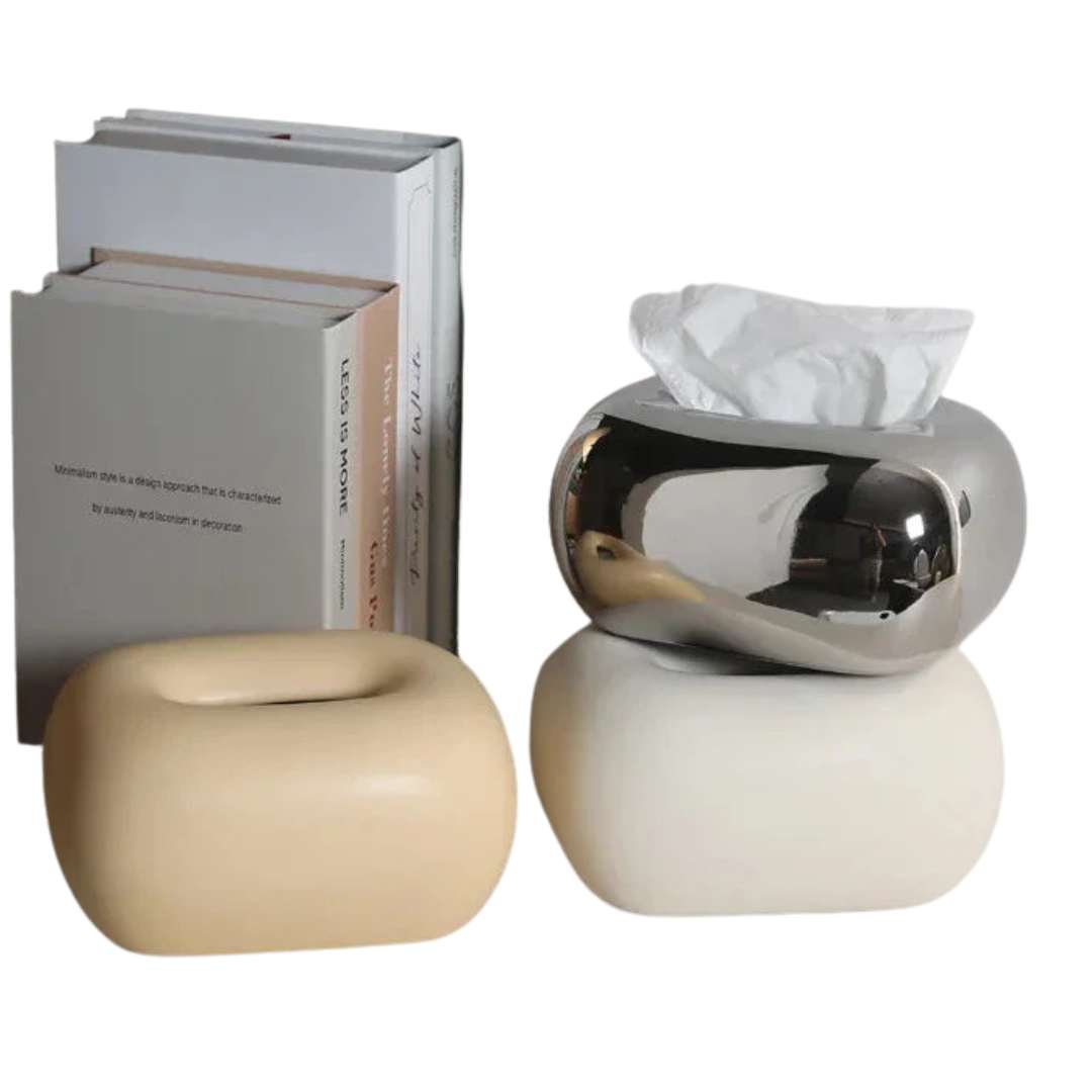 Minimalist Smooth Glossy Ceramic Tissue Box Cover