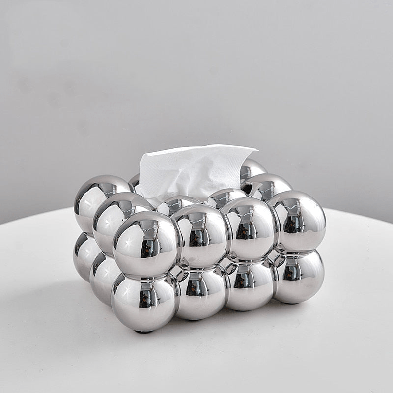 Sculptural Spherical Ceramic Round Tissue Box Holder Cover