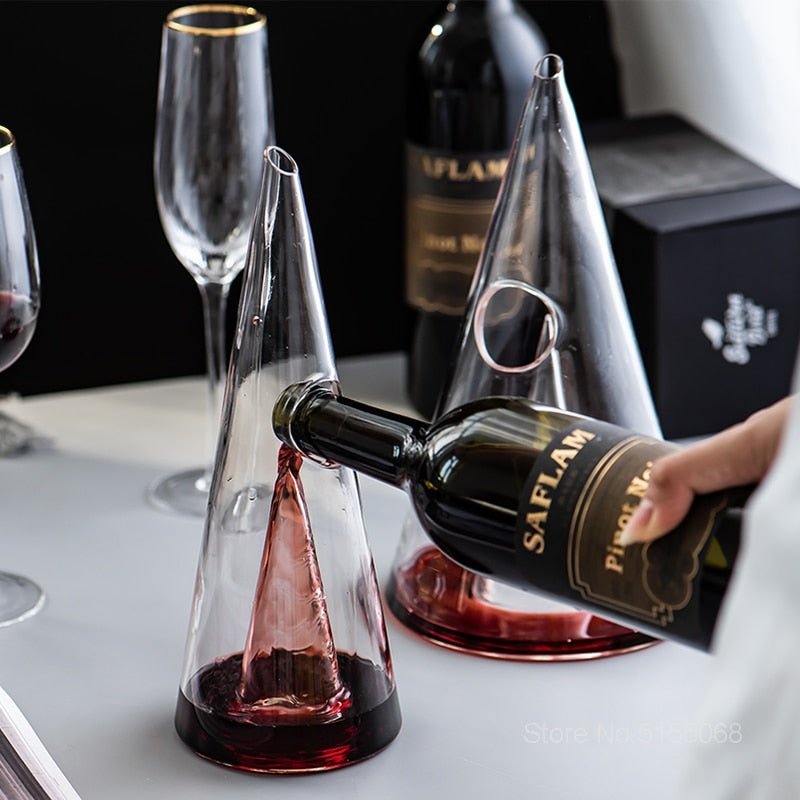 Sleek Conical Glass Wine Carafe Decanter