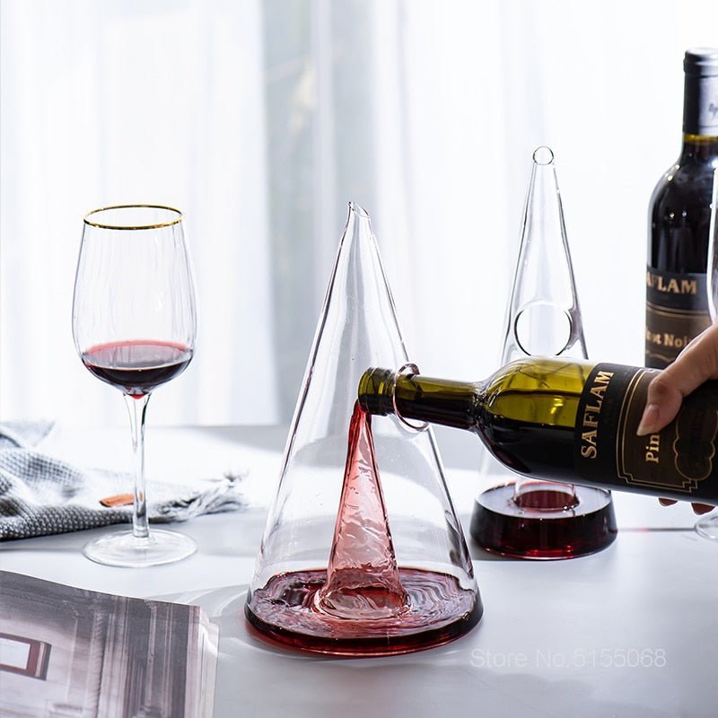 Sleek Conical Glass Wine Carafe Decanter