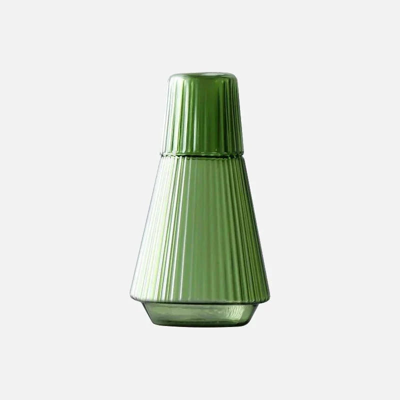 Pleated Borosilicate Glass Water Carafe With Stacking Tumbler Set