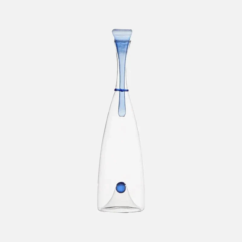 Hand Blown Curved Glass Wine Decanter With Sphere Stopper