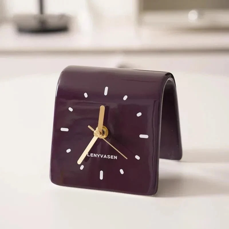 Arched Silhouette Ceramic Silent Quartz Table Clock