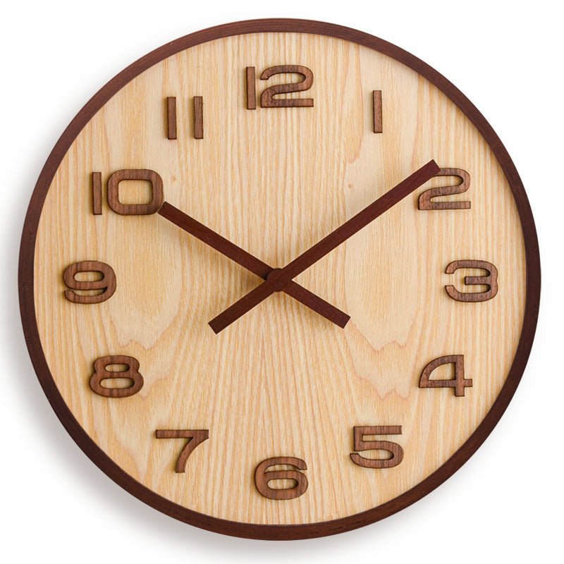 Minimalist Natural Grain Solid Walnut Silent Wall Clock