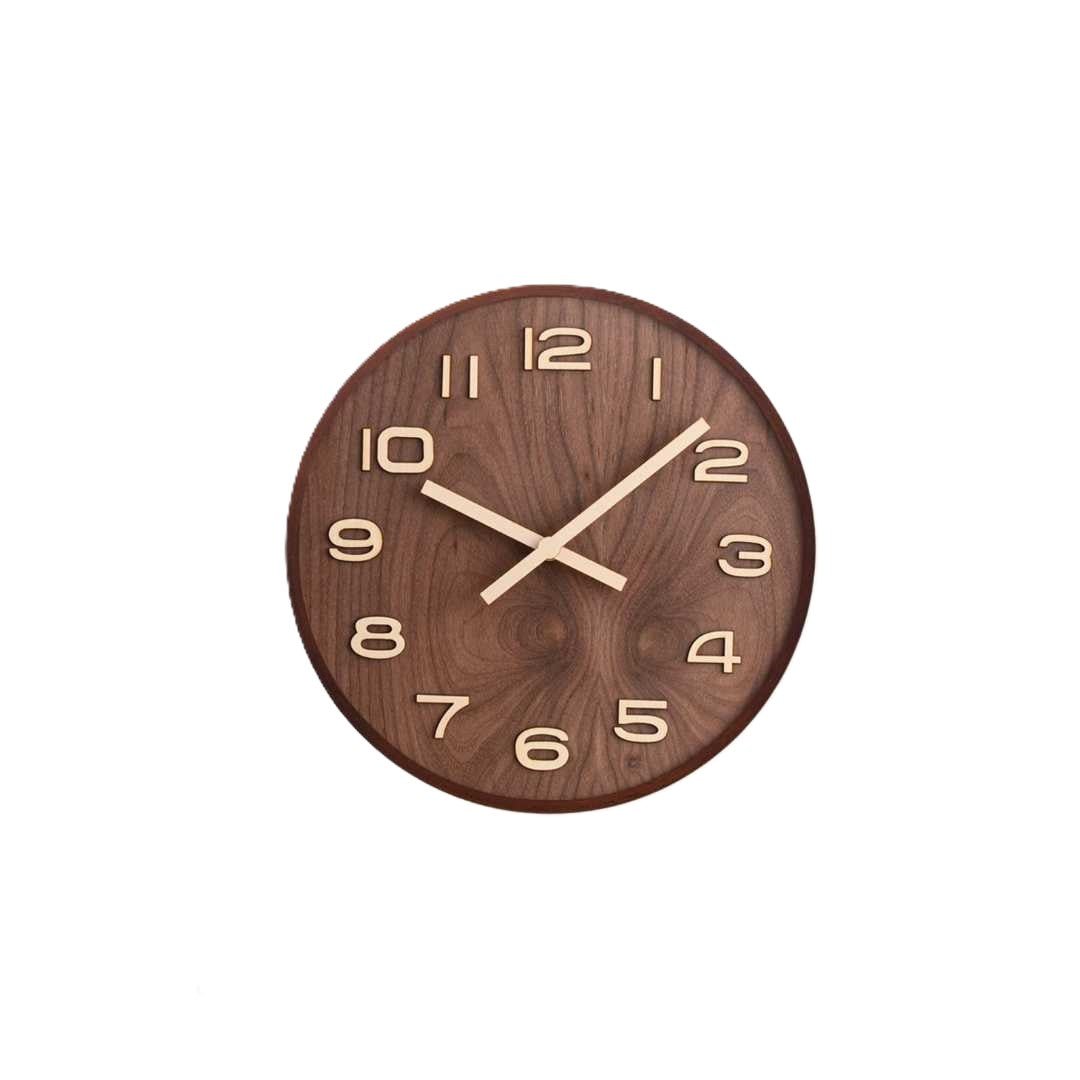 Minimalist Natural Grain Solid Walnut Silent Wall Clock