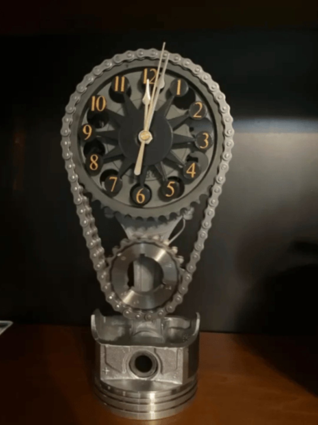 Exposed Gear Mechanism Industrial Metal Glass Silent Wall Clock