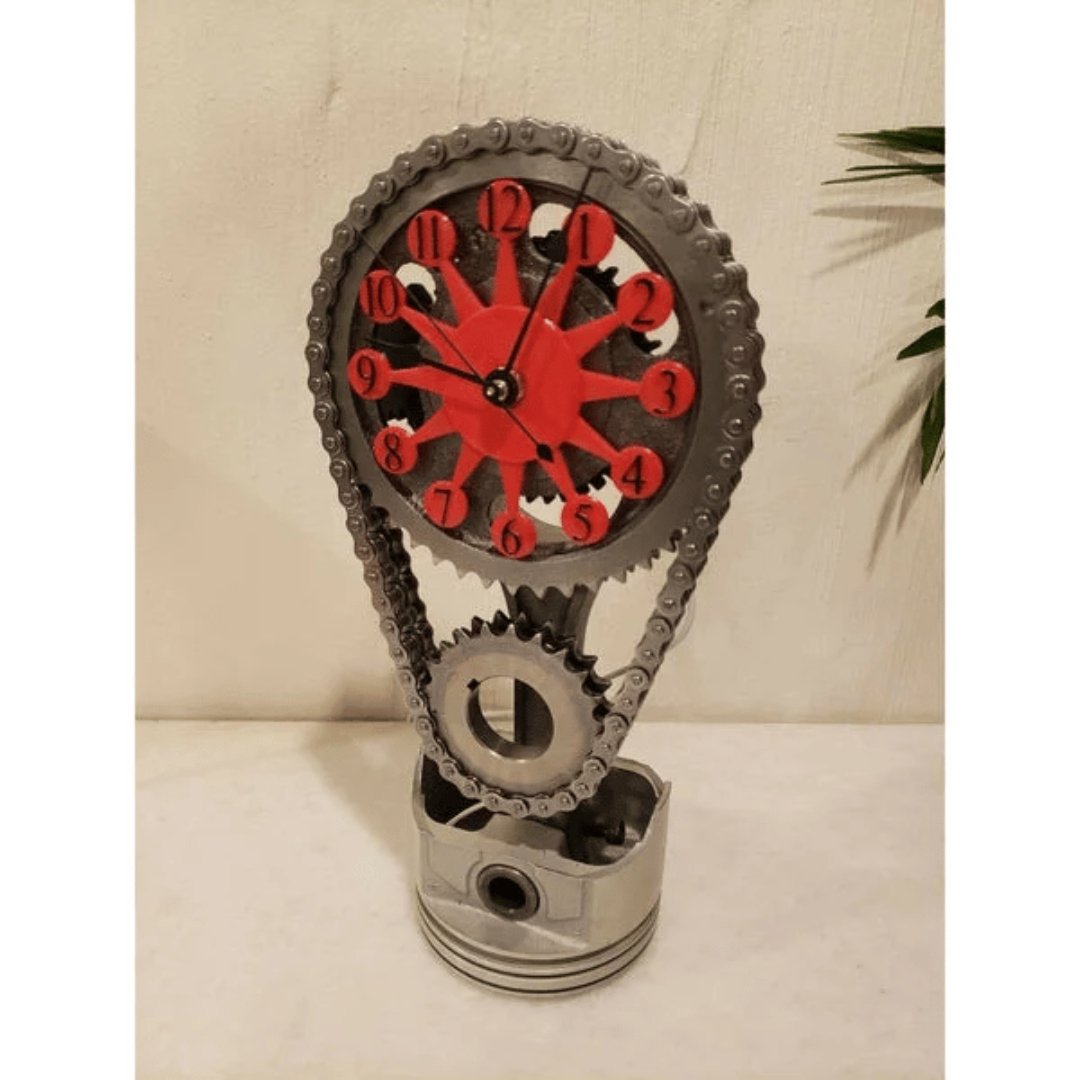 Exposed Gear Mechanism Industrial Metal Glass Silent Wall Clock