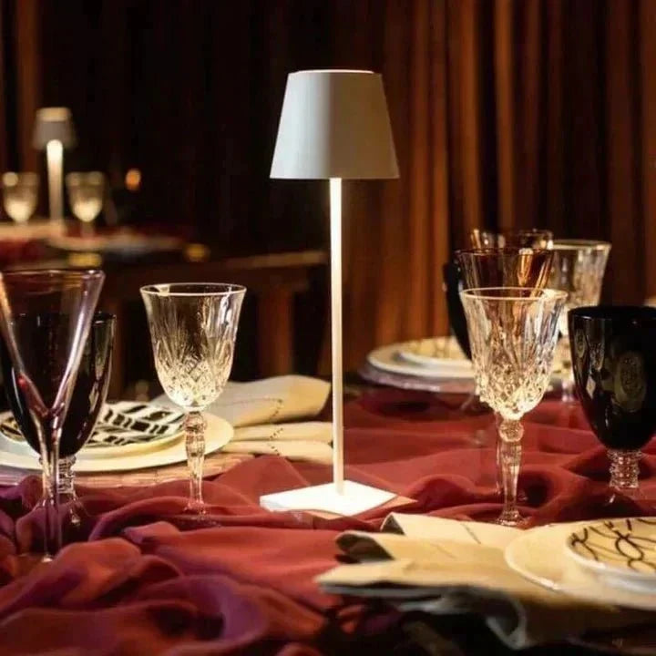 Modern Aluminum Metallic Rechargeable Touch Dimmable Cordless Table Lamp