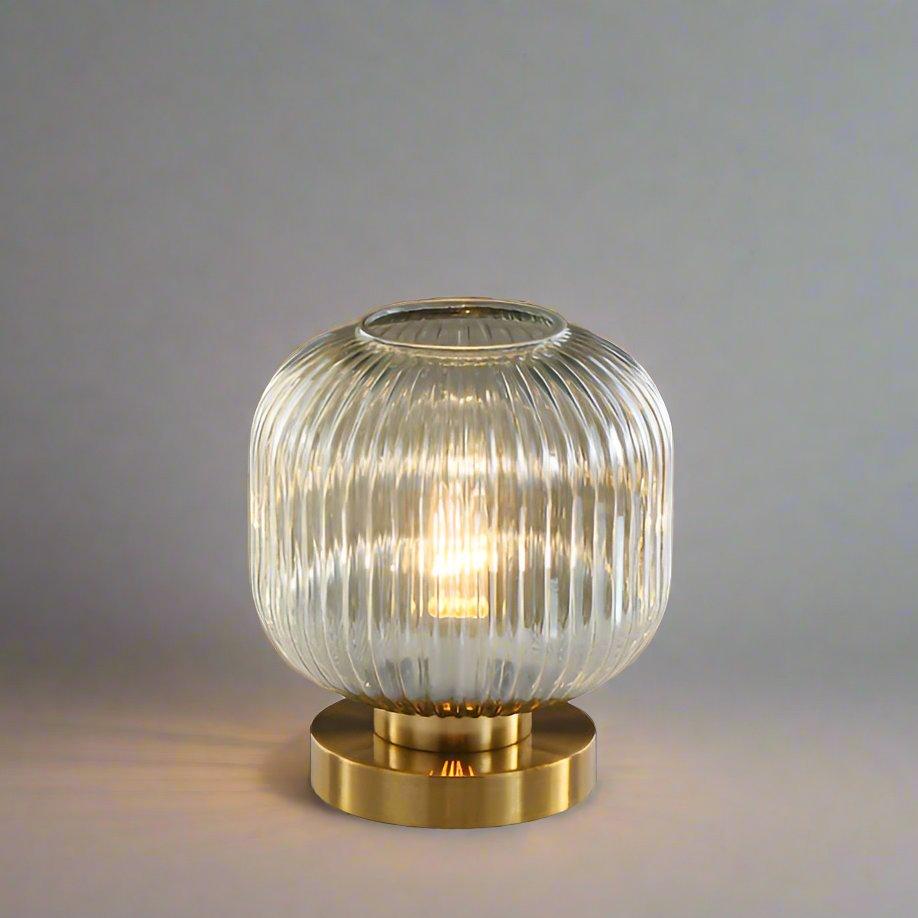 Scandinavian Amber Cut Glass Slim Metal Table Lamp