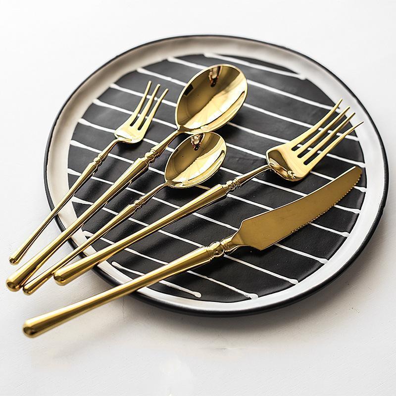 Glossy Stainless Steel Smooth Curved Flatware Cutlery Set