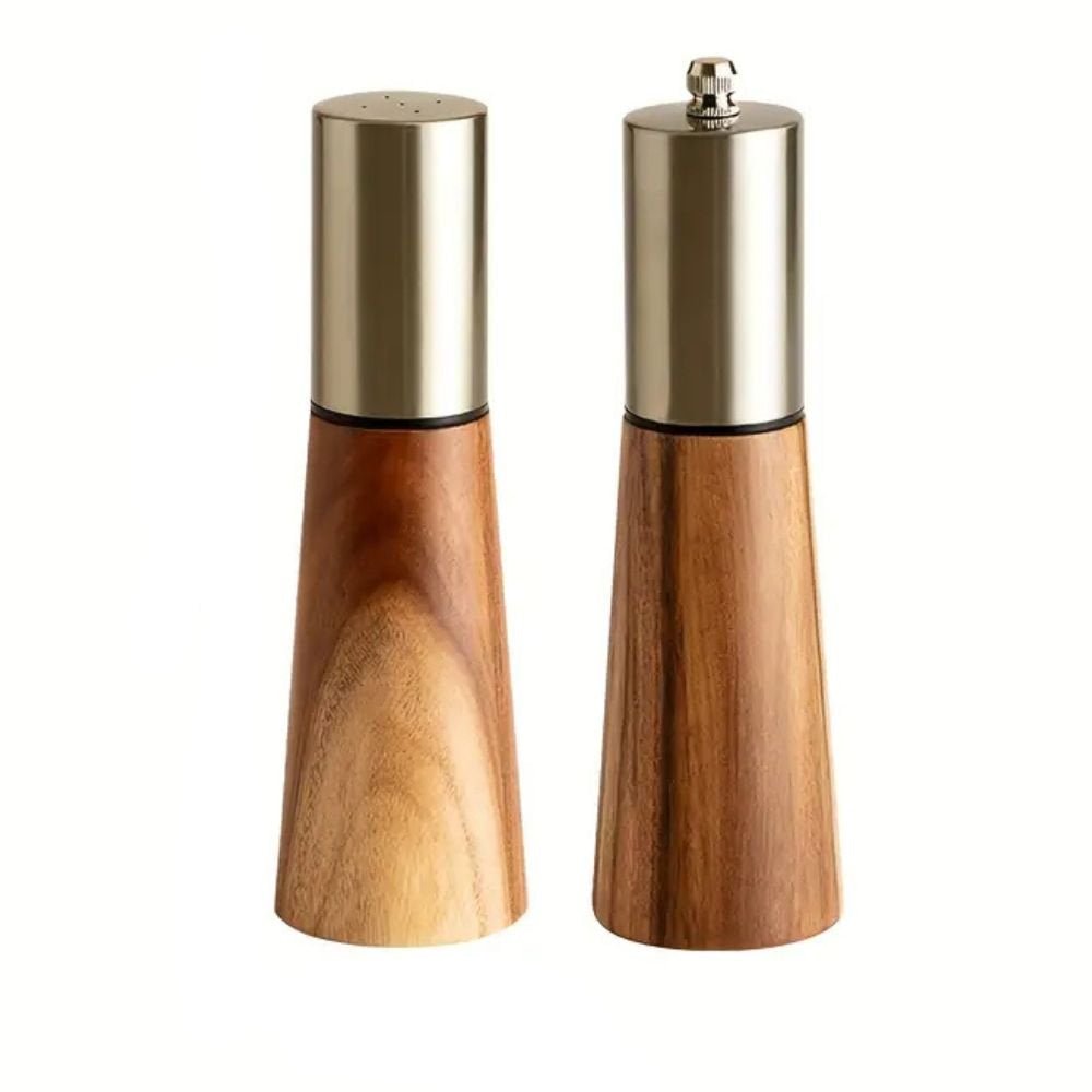 Wooden Adjustable Grind Salt Shaker Pepper Mill Grinder Set